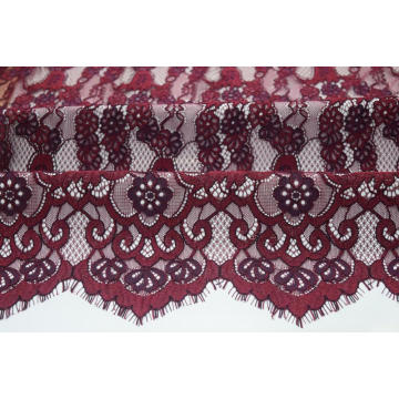 Nylon Cotton Rayon Wine Sophia Panel Lace Fabric